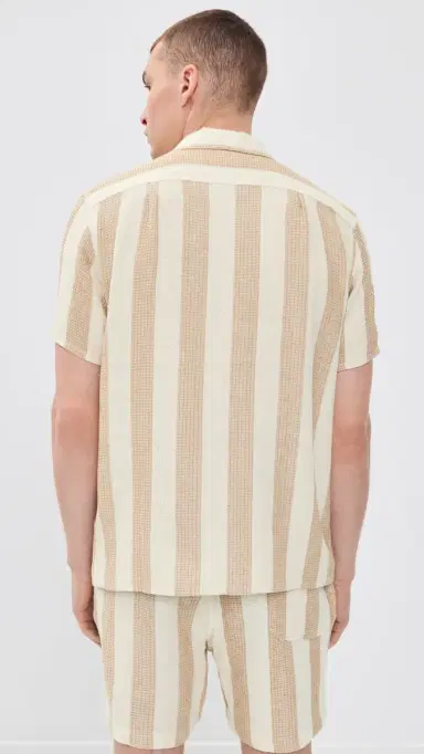 Kardo Chintan Handloom triped Shirt Tan | Thumbnail 3