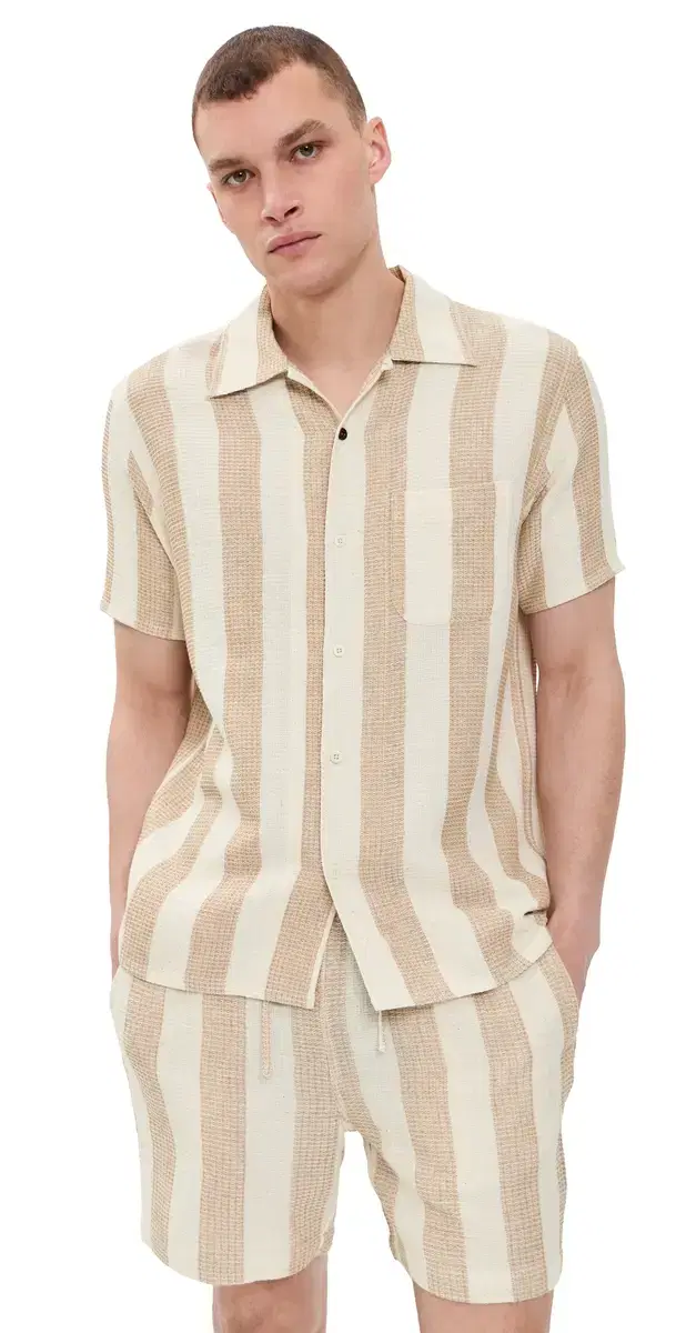 Chintan Handloom triped Shirt Tan