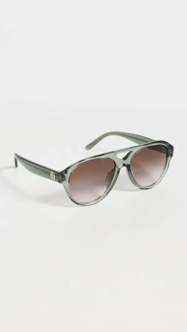 Tory Burch Miller Pilot Sunglasses Transparent Sage One Size | Thumbnail 4 Tory Burch Miller Pilot Sunglasses Transparent Sage One Size | Thumbnail 4