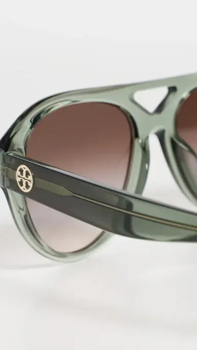 Tory Burch Miller Pilot Sunglasses Transparent Sage One Size | Thumbnail 5 Tory Burch Miller Pilot Sunglasses Transparent Sage One Size | Thumbnail 5
