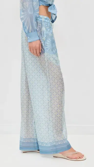 Shani Shemer Macey Pants Aqua Shell Print M | Thumbnail 4 Shani Shemer Macey Pants Aqua Shell Print M | Thumbnail 4