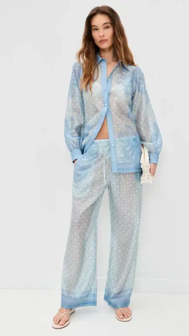 Shani Shemer Macey Pants Aqua Shell Print M | Thumbnail 5 Shani Shemer Macey Pants Aqua Shell Print M | Thumbnail 5