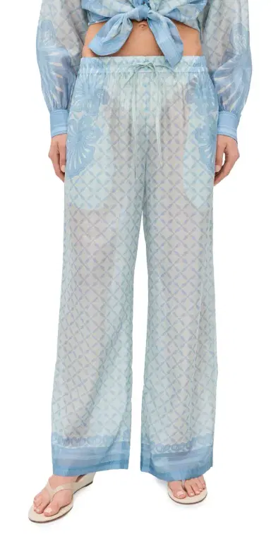 Shani Shemer Macey Pants Aqua Shell Print M | Thumbnail 1 Shani Shemer Macey Pants Aqua Shell Print M | Thumbnail 1