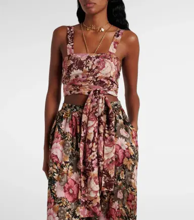 Chloé Chloé Floral crêpe de chine crop top | Thumbnail 4