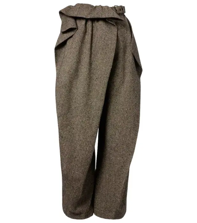 Asymmetric wool wide-leg pants