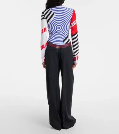 Jean Paul Gaultier Leather-trimmed wool wide-leg pants | Thumbnail 4 Jean Paul Gaultier Leather-trimmed wool wide-leg pants | Thumbnail 4