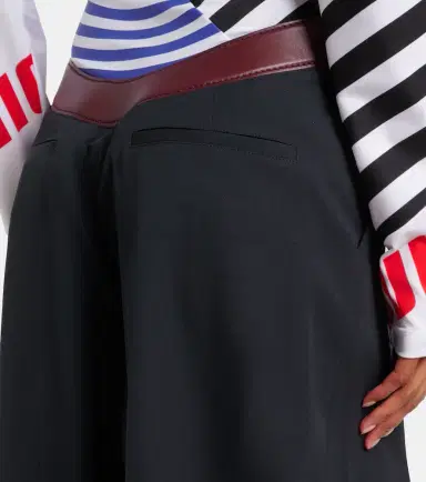 Jean Paul Gaultier Leather-trimmed wool wide-leg pants | Thumbnail 6 Jean Paul Gaultier Leather-trimmed wool wide-leg pants | Thumbnail 6