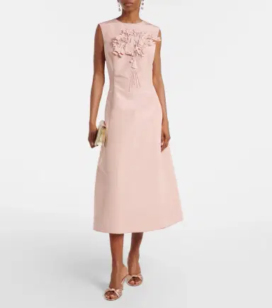 Oscar de la Renta Bouquet embroidered silk cocktail dress | Thumbnail 5