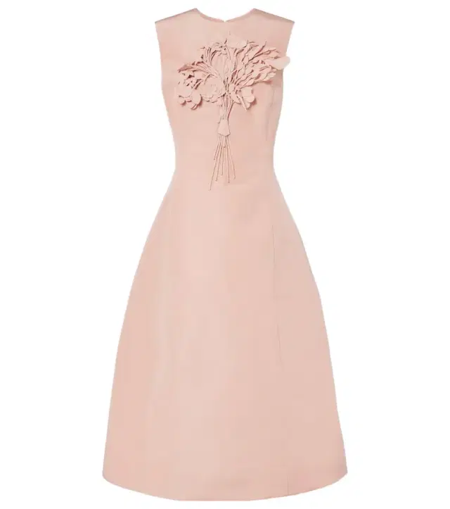 Oscar de la Renta Bouquet embroidered silk cocktail dress