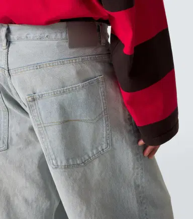 Balenciaga Leather-trimmed wide-leg jeans | Thumbnail 2 Balenciaga Leather-trimmed wide-leg jeans | Thumbnail 2