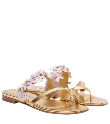 Manolo Blahnik Fiosa appliqué leather thong sandals | Thumbnail 1