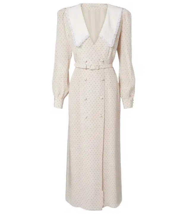 Polka-dot silk midi dress