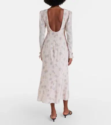 Alessandra Rich Floral open-back silk midi dress | Thumbnail 2 Alessandra Rich Floral open-back silk midi dress | Thumbnail 2