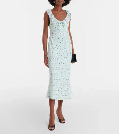 Alessandra Rich Lace-trimmed floral silk midi dress | Thumbnail 3