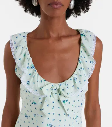 Alessandra Rich Lace-trimmed floral silk midi dress | Thumbnail 5