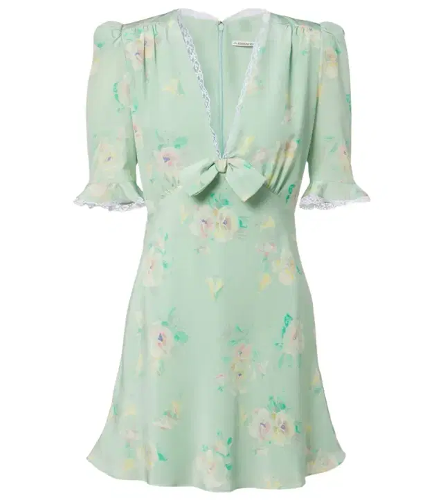 Alessandra Rich Lace-trimmed floral silk minidress