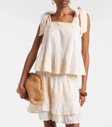 Juliet Dunn Lace-trimmed cotton top | Thumbnail 2