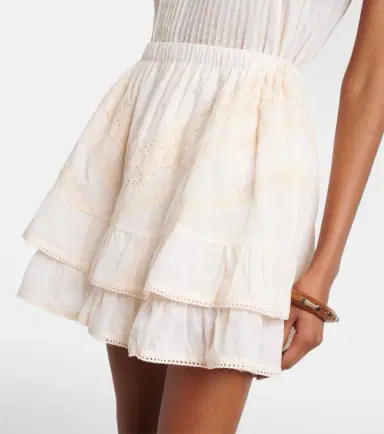 Juliet Dunn Ruffled lace-trimmed cotton miniskirt | Thumbnail 2