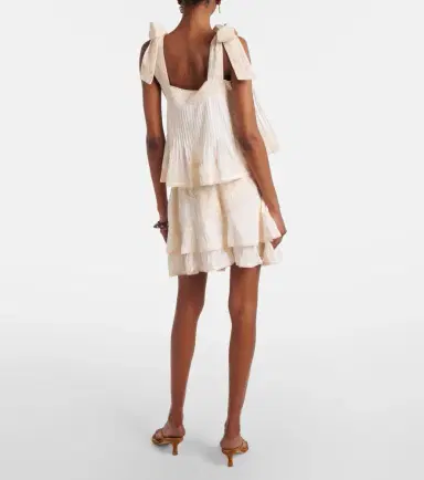 Juliet Dunn Ruffled lace-trimmed cotton miniskirt | Thumbnail 5
