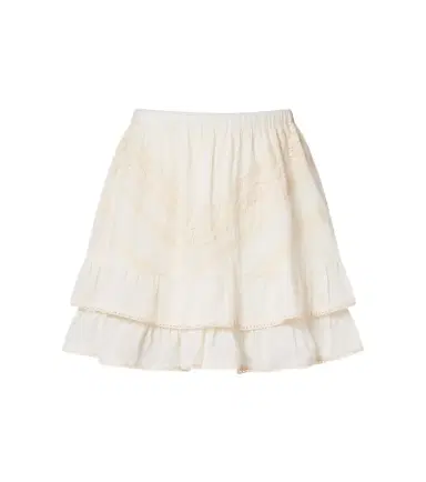 Juliet Dunn Ruffled lace-trimmed cotton miniskirt | Thumbnail 1