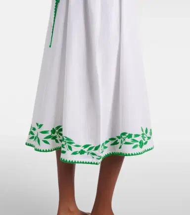 Juliet Dunn Embroidered cotton and linen midi dress | Thumbnail 3