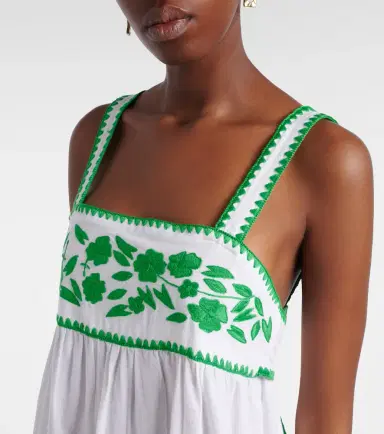 Juliet Dunn Embroidered cotton and linen midi dress | Thumbnail 6
