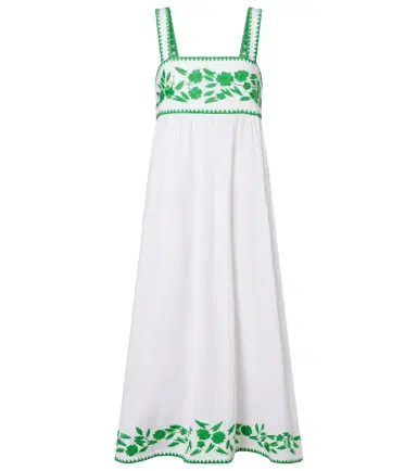 Juliet Dunn Embroidered cotton and linen midi dress | Thumbnail 1