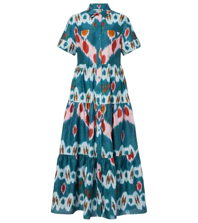 Erdem Printed tiered cotton shirt dress