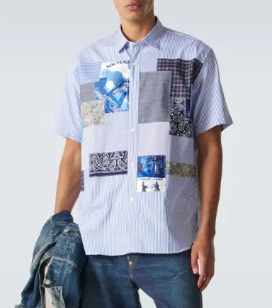 Junya Watanabe Patchwork striped cotton shirt | Thumbnail 3