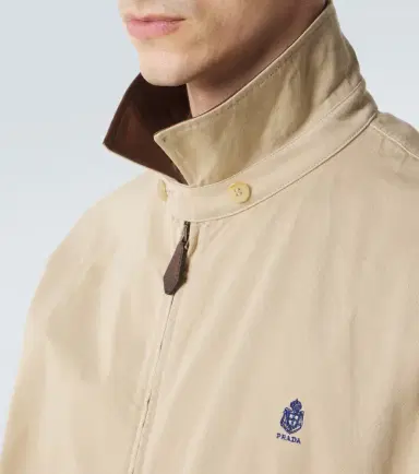 Prada Leather-trimmed cotton blouson jacket | Thumbnail 3