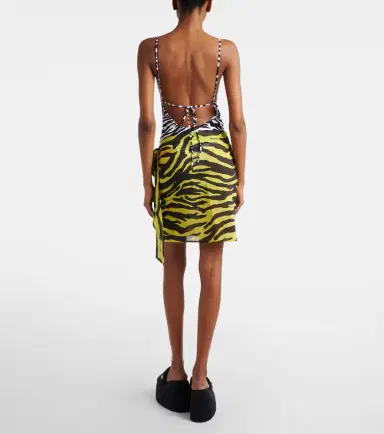 The Attico Animal-print cotton muslin beach cover-up | Thumbnail 4