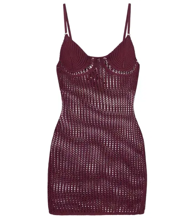 Crochet cotton-blend minidress