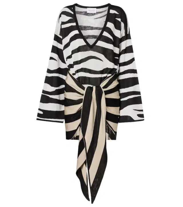 The Attico Knitted zebra-print minidress