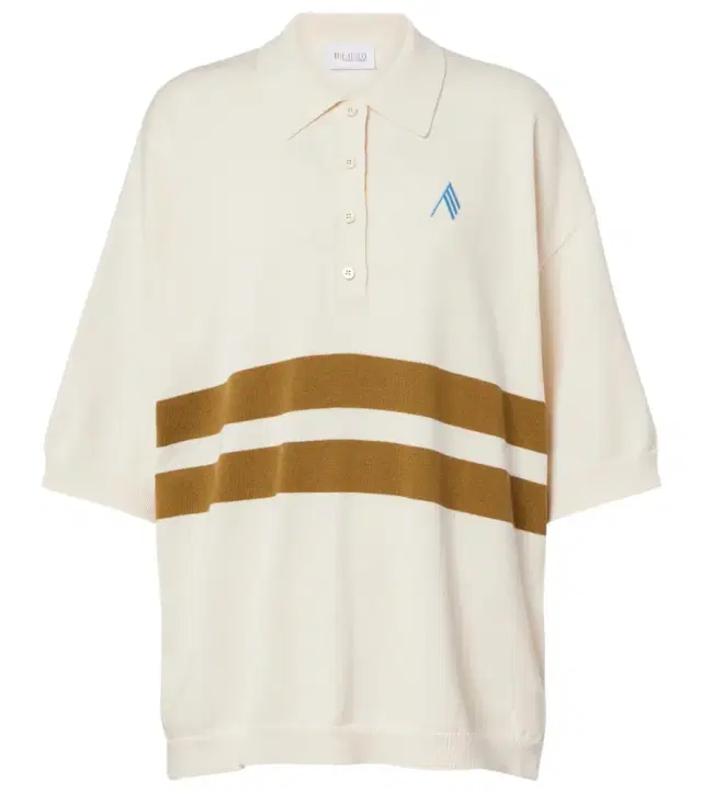 Striped oversized cotton polo shirt