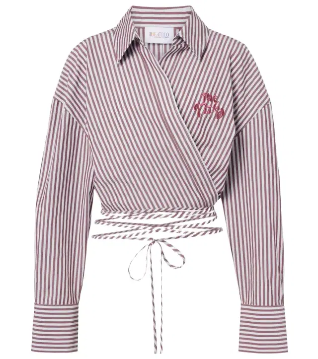 The Attico Striped cotton wrap top