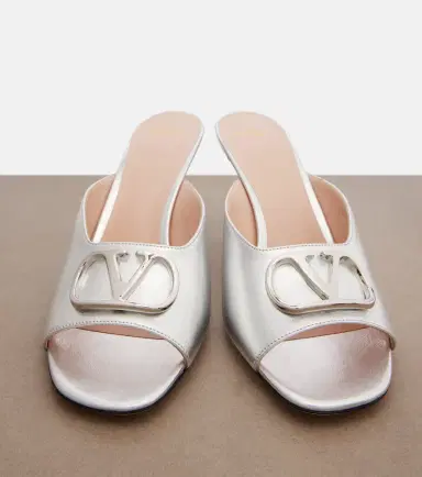 Valentino Garavani VLogo metallic leather mules | Thumbnail 2 Valentino Garavani VLogo metallic leather mules | Thumbnail 2