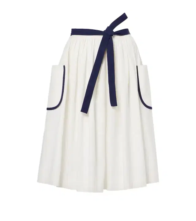 Prada Belted cotton and linen midi skirt