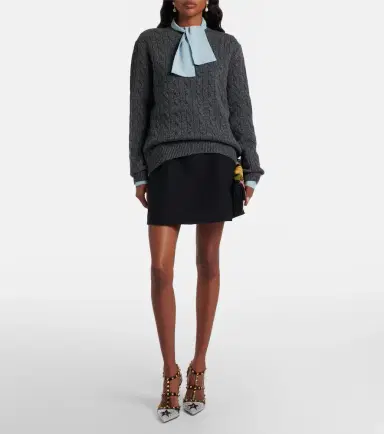 Valentino Cable-knit virgin wool mouliné sweater | Thumbnail 2