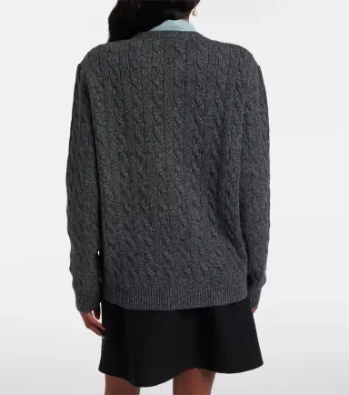 Valentino Cable-knit virgin wool mouliné sweater | Thumbnail 3