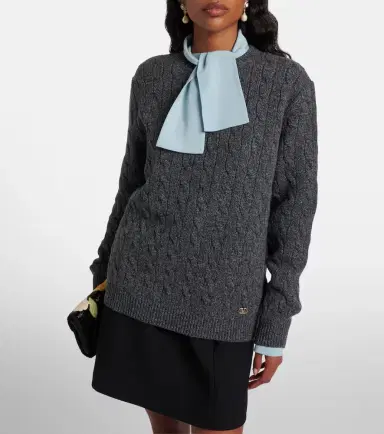 Valentino Cable-knit virgin wool mouliné sweater | Thumbnail 5