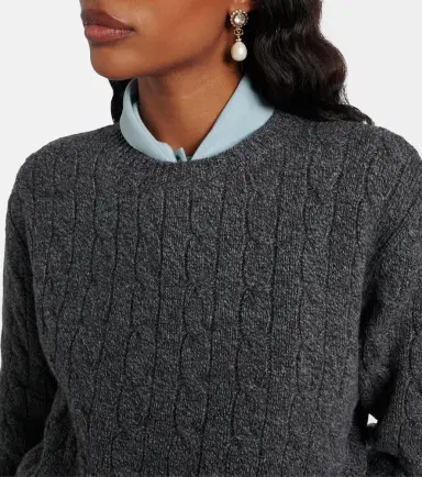 Valentino Cable-knit virgin wool mouliné sweater | Thumbnail 6