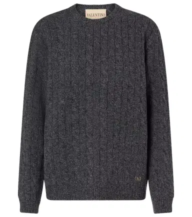 Valentino Cable-knit virgin wool mouliné sweater | Thumbnail 1