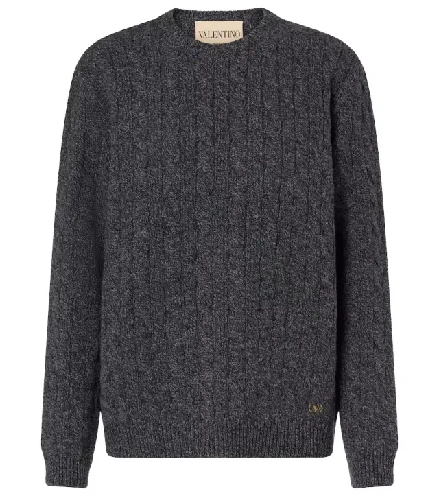 Cable-knit virgin wool mouliné sweater