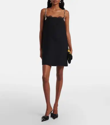 Valentino Crepe Couture embellished lace-trimmed minidress | Thumbnail 4