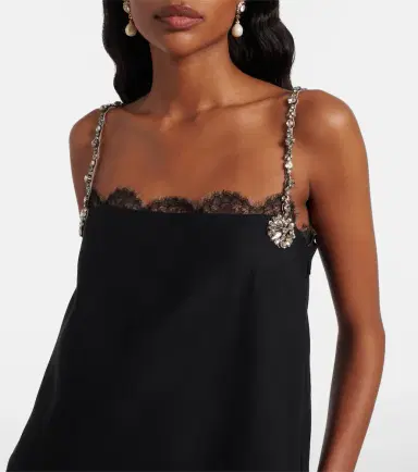 Valentino Crepe Couture embellished lace-trimmed minidress | Thumbnail 6