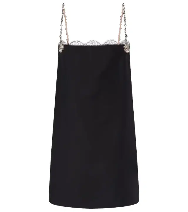 Valentino Crepe Couture embellished lace-trimmed minidress