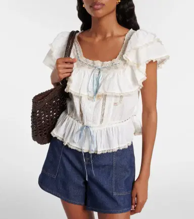Rixo Melisa embroidered cotton blouse | Thumbnail 3