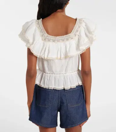 Rixo Melisa embroidered cotton blouse | Thumbnail 6