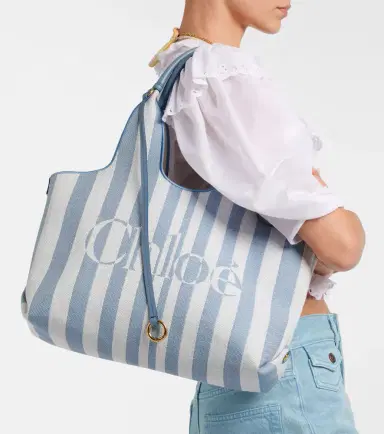 Chloé Chloé Chloé Stripy Large logo canvas tote bag | Thumbnail 6 Chloé Chloé Chloé Stripy Large logo canvas tote bag | Thumbnail 6