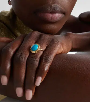 Octavia Elizabeth Coral Beach Allia 18kt gold ring with turquoise | Thumbnail 4